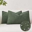 Kevin Textile Waterproof Decorative Pillow Covers Olive Green 12x20 Inch Pack of 2 Soft Boucle Textured Lumbars Cushions Elegant Accent Pillows for Couch Sofa Chair Bed Home Decor Indoor Outdoor