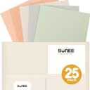 SUNEE Folders with Pockets (25 Pack, Pastel Colors), 2 Pocket Folders Fit Letter Size Paper, Paper File Folder for School Office Home Business