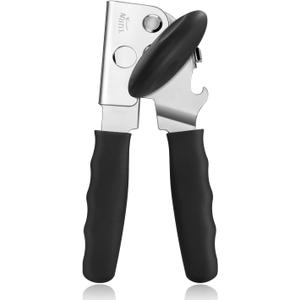 Can Opener Manual Heavy Duty, UHIYEE Hand Held Can Openers for Seniors with Comfort Grip Sharp Blade, Solid Steel Hand Manual Can Open with Magnet for Kitchen Camping, Black