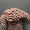 Bigacogo Chunky Knit Throw Blanket for Couch, 40x60 inches, 100% Hand Knitted with Thick Jumbo Chenille Yarn, Cozy Soft Large Rope Knot Cable Crochet Blankets for Sofa Bed Living Room, Dusty Pink