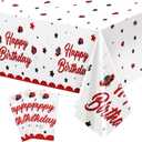 3 Pack Ladybug Birthday Party Tablecloth Little Plastic Tablecloth Rectangular Tablecloth Waterproof Table Cover Ladybug Theme Party Supplies for Dining Kitchen Decor, 108 x 54 Inch