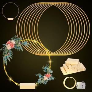 Centerpiece Table Decorations 10Pcs 12 Inch,Metal Floral Hoop Wedding centerpieces for Tables with Lights.Wreath Gold Hoop Rings for Home Decorations Wedding Table Decorations and Party Table Decor.