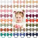 CLLOT Toddler Hair Accessories - 40pcs 2.75" Elastics Rubber Ribbon Bands, Bows for Baby Girls, Kids & Children, Pastel Colors