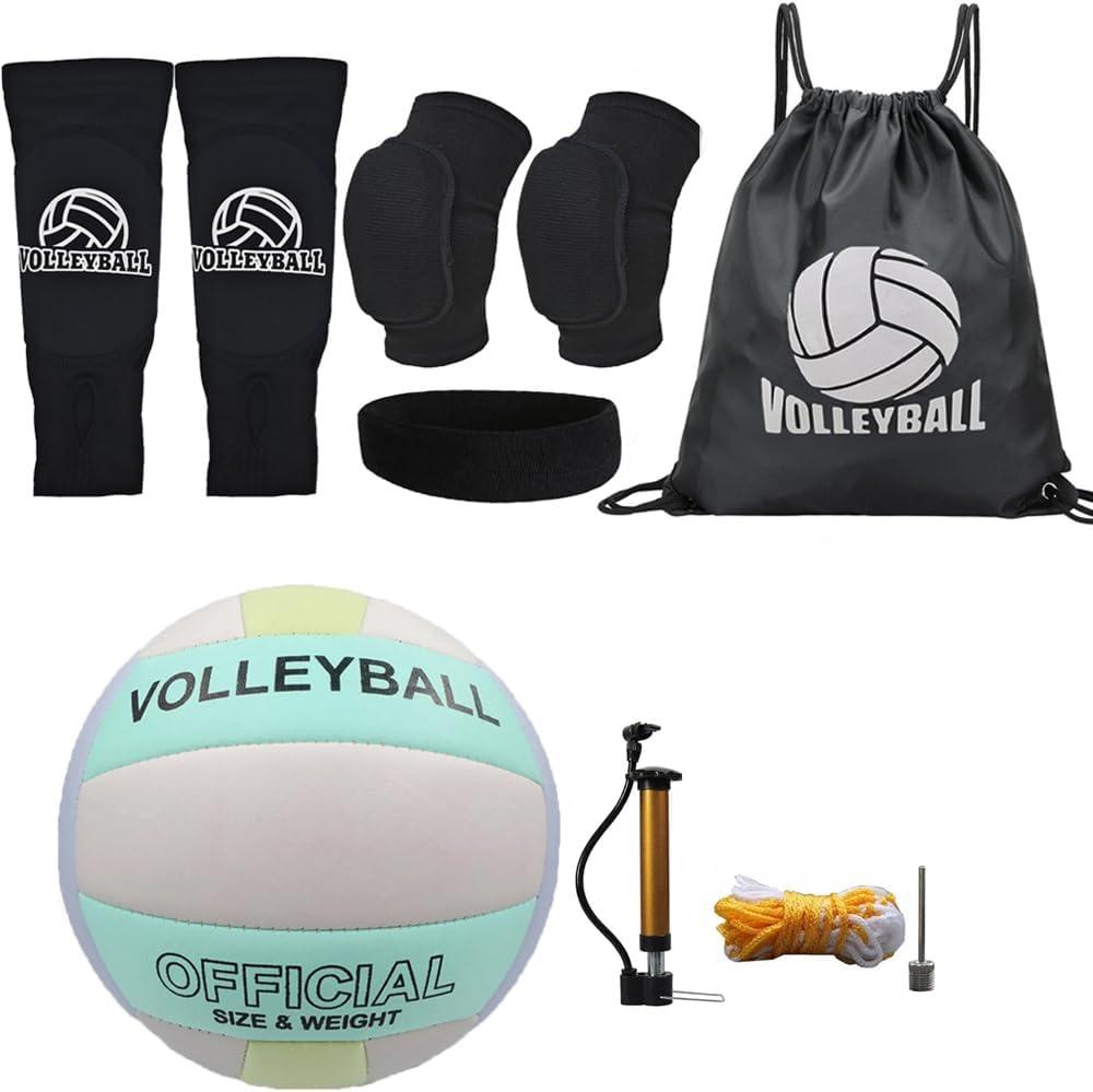 All in One Volleyball Gifts Set for Teens Girls Beginner, Include Knee Pads Arm Sleeves Sport Headband Drawstring Bag