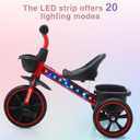 Kids Tricycle with Colorful LED Lights for Toddlers 1-3 Years, Stable 3-Wheel Design & Storage Basket for Fun Indoor Outdoor Ride, Gift for Baby Boy Girl