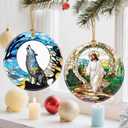 2 x Wolf Christmas Decorations for Tree, Christmas Ornaments, Keepsake Ornaments, Holiday Decor, Xmas Gifts, Gifts for Wolf Lovers, Animal Lovers