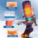 Hylaea Merino Wool Ski Socks, Cold Weather Socks for Snowboarding, Snow, Winter, Thermal Knee-high Warm Socks, Hunting (Large, Multi Colors (3 Pairs))