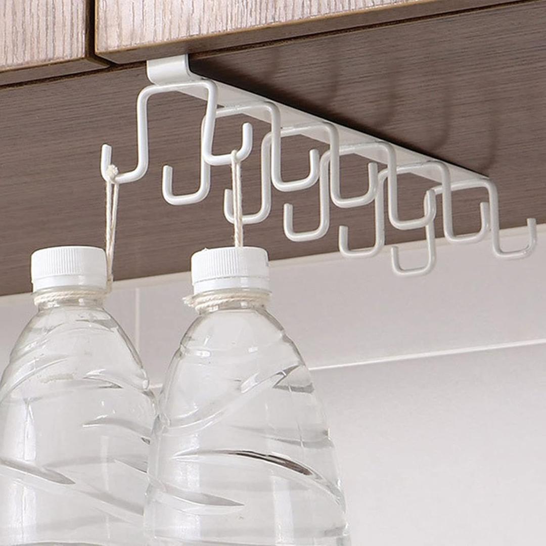 Mug Hooks Under Cabinet, Coffee Cup Hooks Under Cabinet No Drilling Mug Hanger Hanging Coffee Cups Organizer for Kitchen Utensil Storage