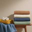 PHF 100% Cotton Waffle Weave Throw Blanket, Soft Lightweight Breathable Cozy Throws for Couch Bed Sofa, Luxury Aesthetic Blanket Gift for Home Decor & Office, 50"x60", Natural