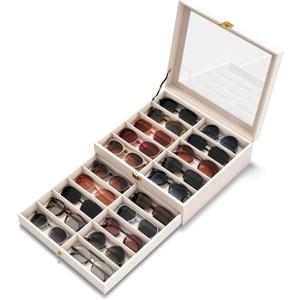 NEWLOOP 20 Slots Sunglass Organizer for Women Men Sunglasses Storage Box for Multiple Pairs of Eyeglass Holder Display Case