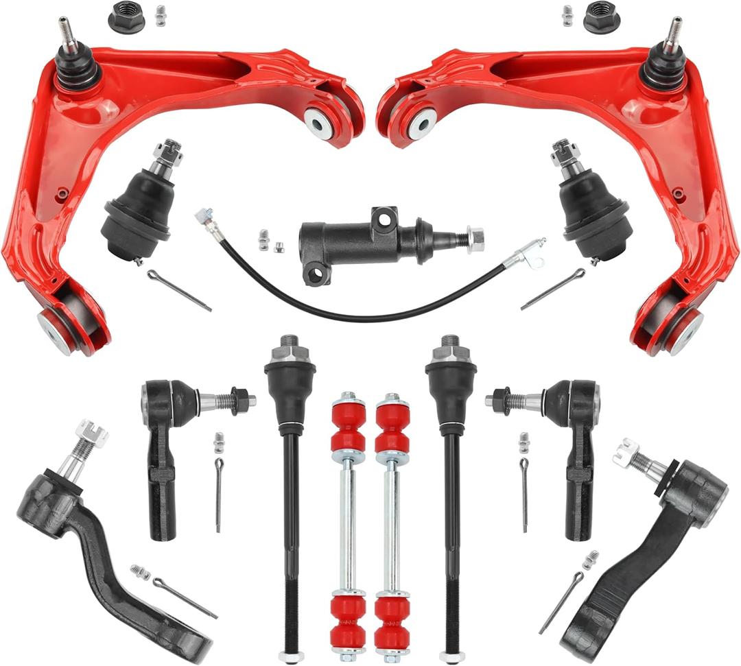 13PC Front End Suspension Kit for Chevy Silverado GMC Sierra 2500HD 3500HD,Suburban,Avalanche,XL Yukon,w/Control Arms,Ball Joints, Tie Rods, Sway Bar Links, Pitman & Idler Arms K62005413PC
