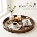 20 Inch Round Wooden Tray for Decor Large Ottoman Serving