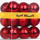 Rose Red 2.5" Christmas Balls Christmas Tree Decoration Ornaments Shatterproof Hanging Balls for Birthday Halloween Holiday Wedding Decorations Set of 18pcs