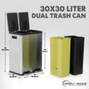 Simpli-Magic 16 Gallon (60L) Step Trash Can Dual Compartment Kitchen Garbage Can with Waste & Recycling Bins Slow-Close Lid, Odor Control, Hands-Free, Inner Bases, Premium Stainless Steel