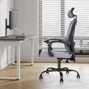 Office Computer Desk Chair, Ergonomic High-Back Mesh Office Chair with Wheels - Lumbar Support, Flip-Up Arms, Breathable Seat, Height Adjustment, Ideal for Home, Study, Gaming (Grey)