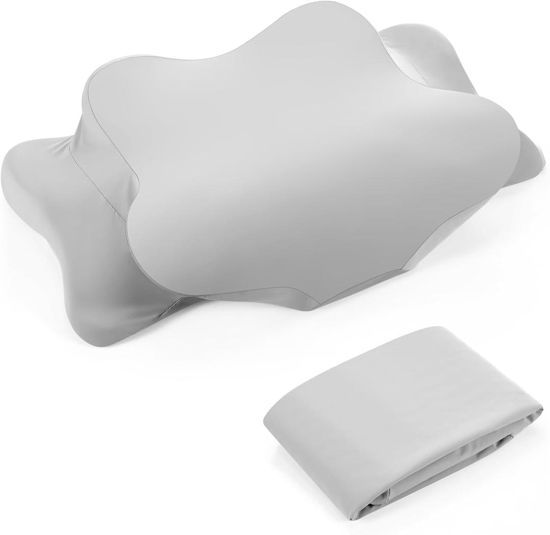 Cooling Cervical Neck Pillowcase Cover (Only Pillow Case) Ergonomic Pillowcase with Zipper Breathable Pillow Cover Contour Cool Case for Side Back Stomach Sleepers(Gray,Standard Size)