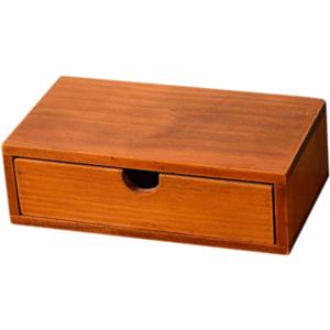 Desk Organizer with Drawer Wooden Storage Box Tabletop Rustic Coffee Pod Holder Container for Entryway Nursery Kitchen Vanity, 14x7x3 inches