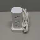 Power Strip Tower Surge Protector, 6FT Flat Plug Extension Cord with Multiple Outlets, 12 AC Outlets 4 USB (2 USB C), Desktop Charging Station with Surge Protection for Home Office Dorm Room, White