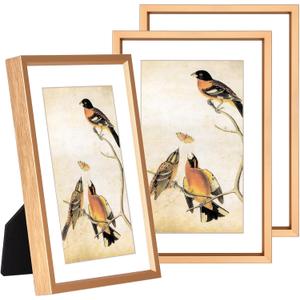 BKABOT 4x6 Picture Frame Set of 3, Gold Metal Photo Frames with HD Glass, Fits 3x5 with Mat or 4x6 without Mat, Wall Hanging and Table Display