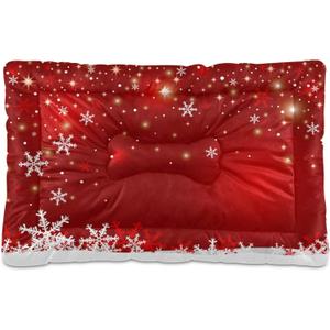 Blueangle Christmas Snowflakes Pet Bed Soft Crate Mat,Washable Dog Crate Bed Cushion Anti-Slip,Pet Mattress for Small Medium Dogs and Cats Kennel Pad, 36x24inch, Pack of