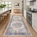 Washable Hallway 4x8 Runner Rug: Non-Slip Hallway Runner Rug Stain Resistant Durable Soft Kitchen Rugs Low Pile Thin Indoor Carpet for Living Room Bedroom Bathroom (Blue, 4X8)