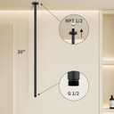 Matte Black 30 Inches Ceiling Mount Round Shower Arm With Flange Straight Extender Extension Pipe Replacement Rain Shower Head Straight For Fixed