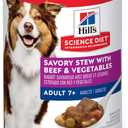 Hill's Science Diet Senior Wet Dog Food, Adult 7+ Savory Stew with Beef & Vegetables Canned Dog Food, 12.8 oz, White - Pack of 2