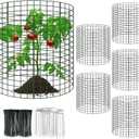 6 Packs 12"x 12" Large Wire Plant Protectors from Animals,Plant Cages for Outdoor Plants,Plant Covers from Animals with Ground Stakes and Nylon Ties Protect Plants,Shrubs,Vegetables from Animals-18PCS