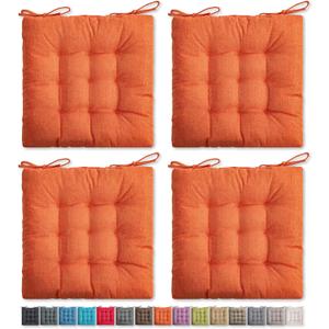 SQUARE MOON 4 Pack Chair Cushions, Seat Cushions, Chair Pads, Chair Mat for Indoor, Outdoor Dining Chair, Kitchen Chairs, Dining Room Chairs (16"  16"  4 Pack, Orange)