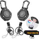 Oaridey Magnetic Retractable Keychain, Heavy Duty Carabiner Badge Holder with Phone Tether Tabs, Tactical ID Badge Reel with 31.8'' Coated Steel Cord and Lobster Clasp, Bearing 10.0 oz - 2 Pack