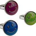 Authentic Adjustable Mood Ring,Smiley Face - Pack of 3