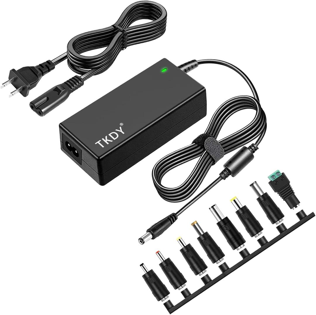 24V 2.5A Power Supply Adapter, AC 100-240V to DC 24 Volt Power Cord, fit for LED Light Strip Speaker Soundbar Printer and More, 24 Volt 2.5 Amp Converter with 5.5x2.5mm DC Port and 8 Tips.