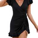 Blooming Jelly Women's Tummy Control Swimsuits One Piece Bathing Suit Plus Size Swim Dress Modest Ruffle Swimwear (Black) L