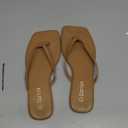 Gorfen Flip Flops for Women Comfortable Square Toe Casual Beach Sandals Summer Outdoor and Everyday Wear, Brown, Size 7