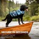 VIVAGLORY Dog Life Vest Rip Stop Dog Swim Vest, L, Camo Blue | High Visibility Ripstop for Puppy Cat Doggy, Life Jacket with Handle & Leash Ring for Boating & Swimming, L