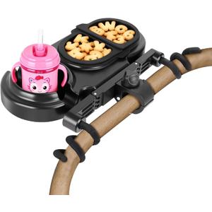 Universal Stroller Snack Tray, 3-in-1 Detachable Cup and Snack Holder with Silicone Arms, Separating Silicone Sleeve Set, Dishwasher-Safe Baby Stroller Accessory