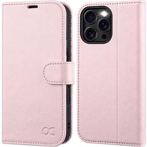 OCASE Compatible with iPhone 16 Pro Max Wallet Case, PU Leather Flip Folio Case with Card Holders RFID Blocking Kickstand [Shockproof TPU Inner Shell] Phone Cover 6.9 Inch 2024, Light Pink