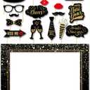 SWYOUN Glitter Happy New Year's Eve 2026 Party Photo Booth Props Supplies with Photo Frame(Pack of 17)
