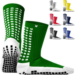 Lux Dual Grip Socks - Soccer Grip Socks for Men and Women. GripArray Performance & Comfort (Large, Green)