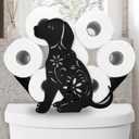 Dog Animal Paper Holders,Black Metal Toilet Tissue Holder,Decorative Metal Paper Holder,Cute Toilet Paper Storage for Bathrooms,FreeStanding Metal Toilet Paper Organizer Hold Extra 8 Rolls (Dog 14.3"lx 4.7"wx11.1"h)