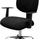MIFXIN Office Chair Cover Stretch Elastic Slipcovers 2 Piece Jacquard Computer Chair Backrest Cover & Seat Cover Furniture Protector for Home Office, Only Covers NO Chair (Black)