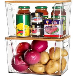Pantry Organizers Storage, 2 Pack Onion and Potato Storage Bins Large Capacity Kitchen Counter Bins for Garlic, Fruit, Vegetable, Can Storage Countertop Organizer (12" x 7" x7")