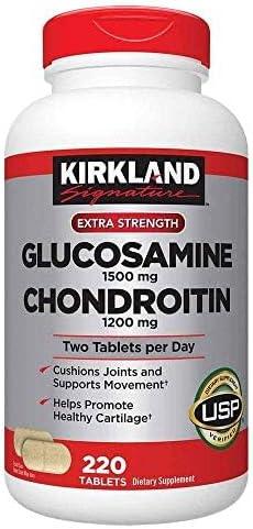 KIRKLAND Signature Extra Strength Glucosamine 1500 mg Chondroitin 1200 mg 220 Tablets, Best By 03/26