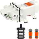 Water Pressure Booster Pump 100w 12v,3GPM 65PSI Self Priming Water Pump with Pressure Switch and Pipe Filter 1/2 Inch,Suitable for Agriculture and Garden RV Yachts Ships Car Wash Industries