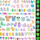 2 x 100Pcs Luminous Tiny Resin Animals Glow in The Dark, Various Mini Animals Figures to Hide, Mini Ducks Frogs Rabbits Mushrooms for Miniature Fairy Garden Accessories Micro Landscape Potted Decoratio