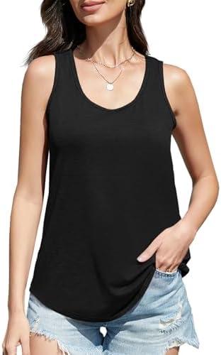 ARMY VANCA Womens Scoop Neck Tank Tops Loose Fit Flowy Sleeveless Tops Casual Summer Outfits, Size: XL