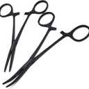 Set of 2 Pcs 5.5" Straight & Curved Kelly Hemostat Forceps Locking Clamps Premium Quality Stainless Steel Set-with Half Serrated Jaws (Black)