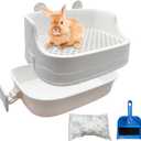 Tfwadmx Rabbit Litter Box Bunny Potty Training Litter Boxes Guinea Pig Corner Bedding Box Small Animal Toilet for Ferret,Chinchilla,Galesaur(White)