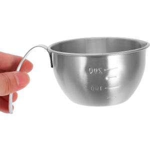 ULTECHNOVO Stainless Steel Mixing Bowl with Handle Small Batter Mixing Bowl with Measurement Marks 5.70 X 3.77 X 2.16 in Measuring Cup for Baking Egg Beating Sauces Meal Prep Kitchen Supplies, 14.50X9.60X5.50CM