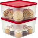 Cookie Storage Containers Airtight (2-Pack) 3.7L Square Plastic Cookie Box, Freezer & Microwave Safe, Stackable Food Containers with Lids for Cookies, Baked Goods & Meal Prep